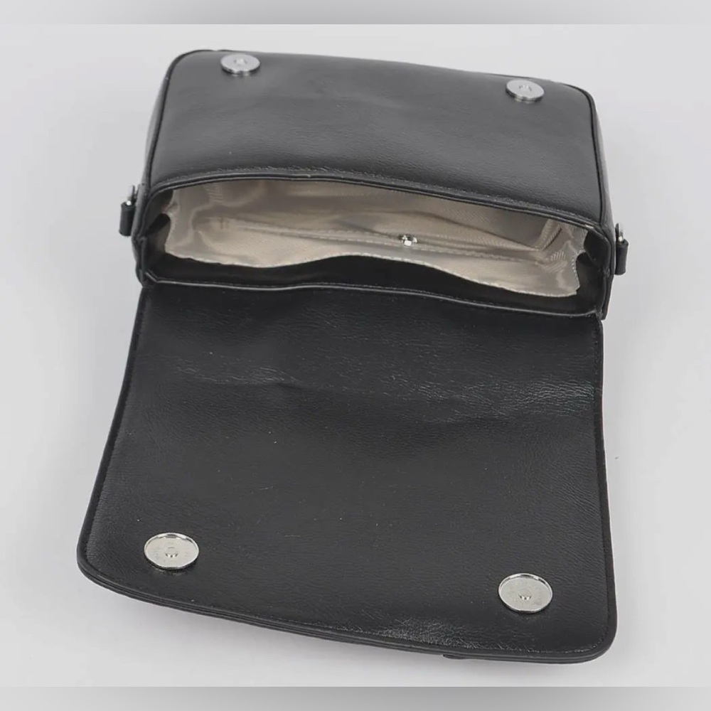 Faux Leather Studded Motto Jacket Clutch w/ Detachable Strap- Black NWT - Picture 4 of 7